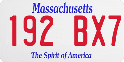 MA license plate 192BX7
