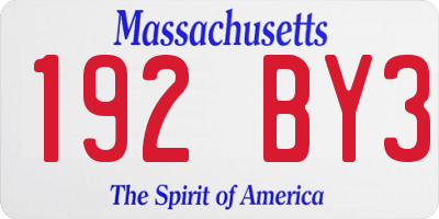 MA license plate 192BY3