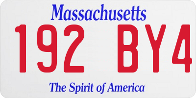 MA license plate 192BY4
