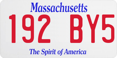 MA license plate 192BY5