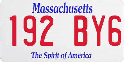 MA license plate 192BY6