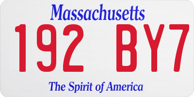 MA license plate 192BY7