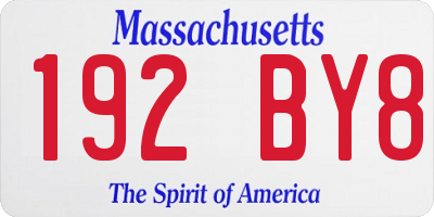 MA license plate 192BY8