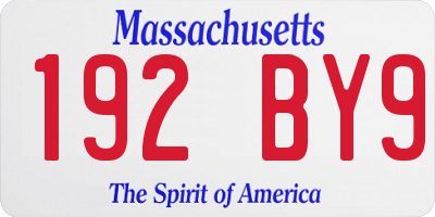 MA license plate 192BY9