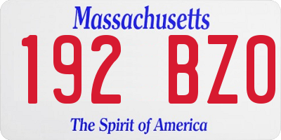 MA license plate 192BZ0