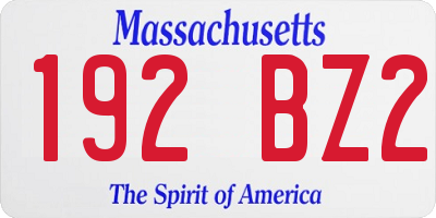 MA license plate 192BZ2
