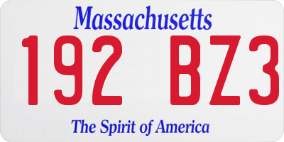 MA license plate 192BZ3