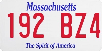 MA license plate 192BZ4