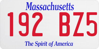 MA license plate 192BZ5