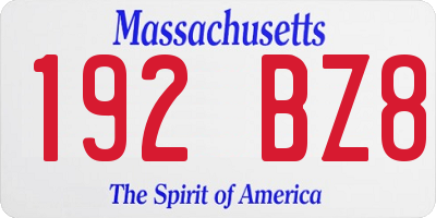MA license plate 192BZ8