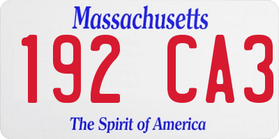 MA license plate 192CA3
