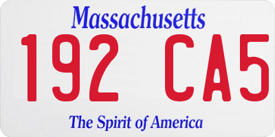 MA license plate 192CA5