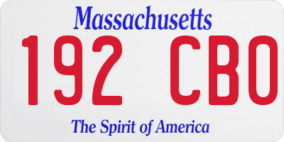 MA license plate 192CB0