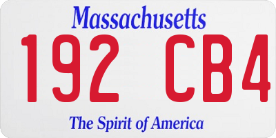 MA license plate 192CB4