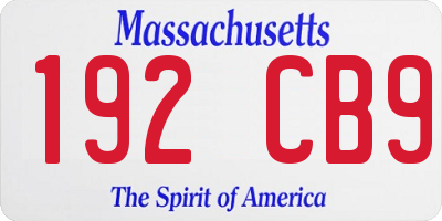 MA license plate 192CB9