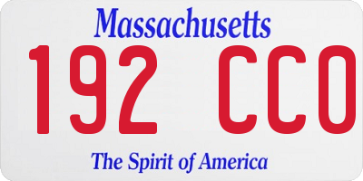 MA license plate 192CC0