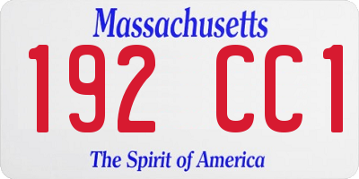 MA license plate 192CC1