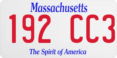 MA license plate 192CC3