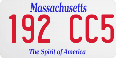 MA license plate 192CC5