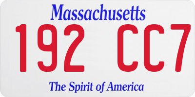 MA license plate 192CC7
