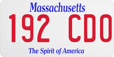 MA license plate 192CD0