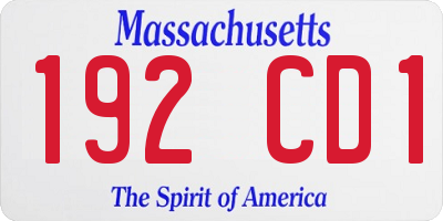 MA license plate 192CD1