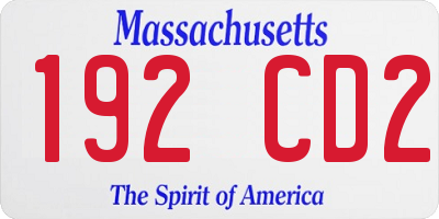 MA license plate 192CD2