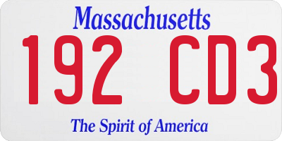 MA license plate 192CD3