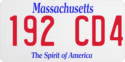 MA license plate 192CD4