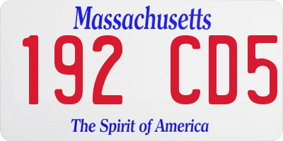 MA license plate 192CD5