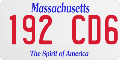 MA license plate 192CD6
