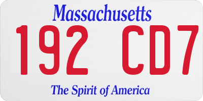 MA license plate 192CD7