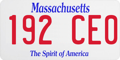 MA license plate 192CE0