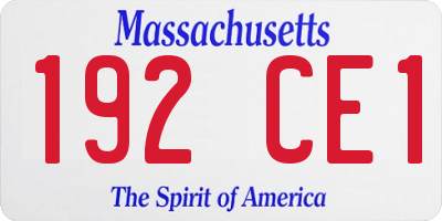 MA license plate 192CE1