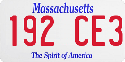 MA license plate 192CE3