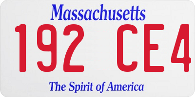 MA license plate 192CE4