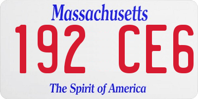 MA license plate 192CE6