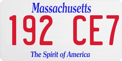 MA license plate 192CE7