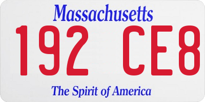 MA license plate 192CE8