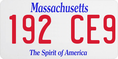 MA license plate 192CE9