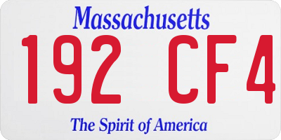 MA license plate 192CF4