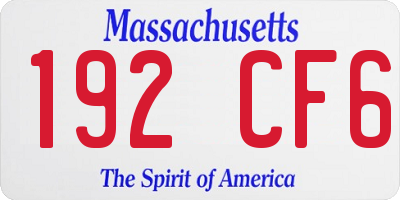 MA license plate 192CF6