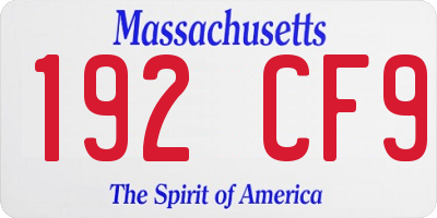 MA license plate 192CF9