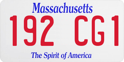 MA license plate 192CG1