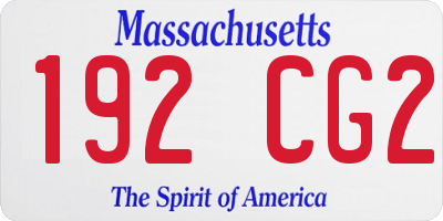 MA license plate 192CG2