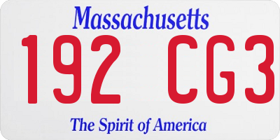 MA license plate 192CG3