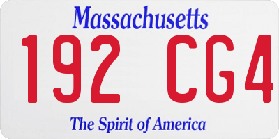 MA license plate 192CG4