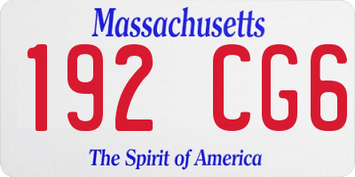 MA license plate 192CG6