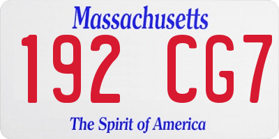 MA license plate 192CG7