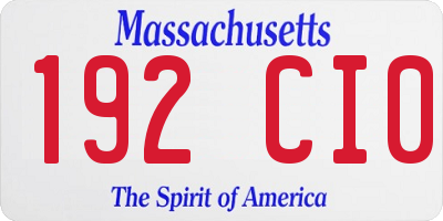 MA license plate 192CI0